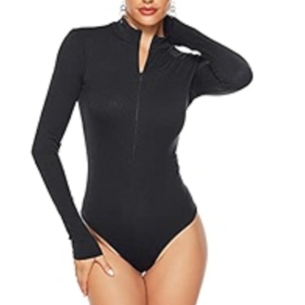 OQQ‎ Women's Long Sleeve Black One Piece Small